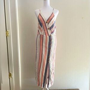 Striped cotton maxi wrap dress